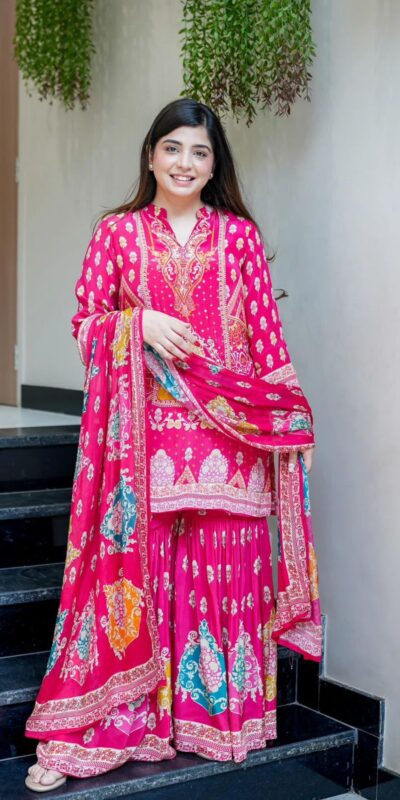 Pink French Crape Mirror Work Salwar Suit | Jump Suits, Salwar suit, Casual Suits, Creative suits, Designer Suits, Palazzo Suits, Party Wear Suits, Patiala Suits, Straight Suits