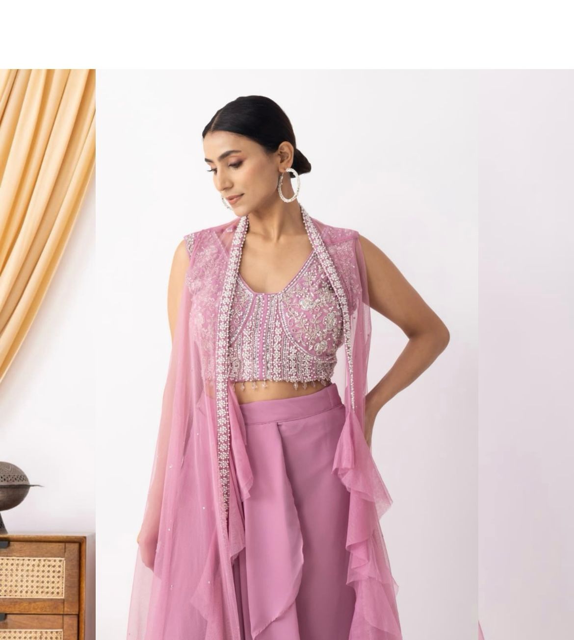 Pink Georgette Beads Sequence Work Lace Dhoti Suit | Jump Suits, Salwar suit, Casual Suits, Creative suits, Designer Suits, Palazzo Suits, Party Wear Suits, Patiala Suits, Straight Suits