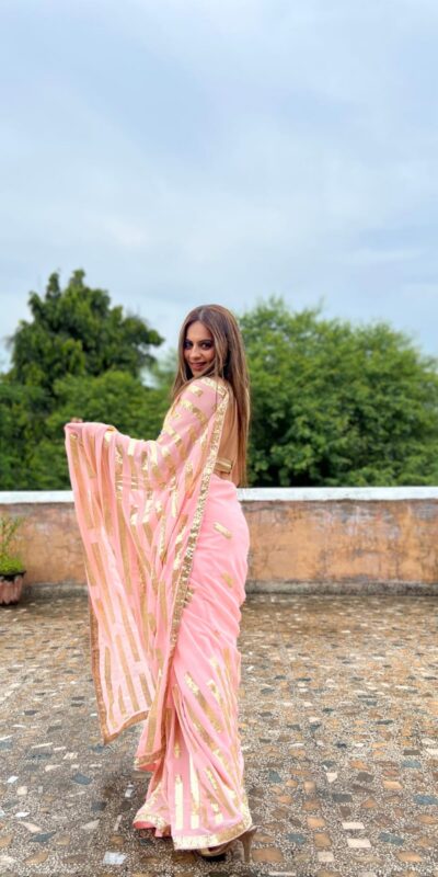 Pink Georgette Embroidery Sequence Saree | Sarees, Bollywood Sarees, Creative Sarees, Designer Sarees, Embroidered Sarees, Ethnic Saree, Modern Digital sarees, Party Wear Sarees