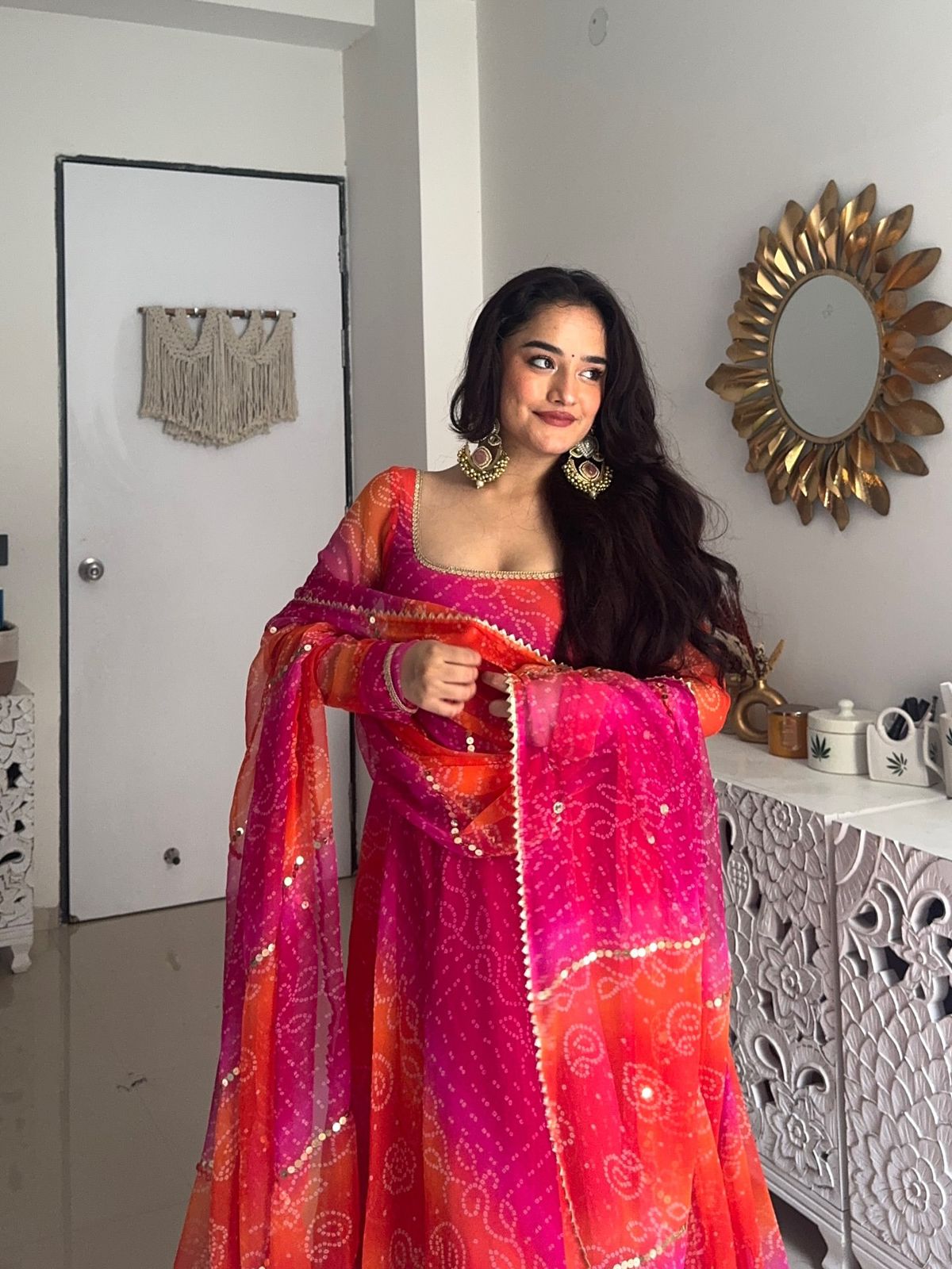 Pink Georgette Printed Gown | Gowns, Bollywood Gowns, Creative Gowns, Designer Gowns, Embroidered Gowns, Party Wear Gowns