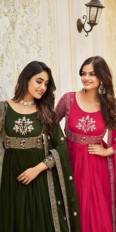 Pink Georgette Sequence Embroidery Gown | Gowns, Bollywood Gowns, Creative Gowns, Designer Gowns, Embroidered Gowns, Party Wear Gowns