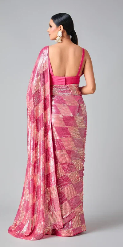 Pink Georgette Sequins Work Saree | Sarees, Bollywood Sarees, Creative Sarees, Designer Sarees, Embroidered Sarees, Ethnic Saree, Modern Digital sarees, Party Wear Sarees