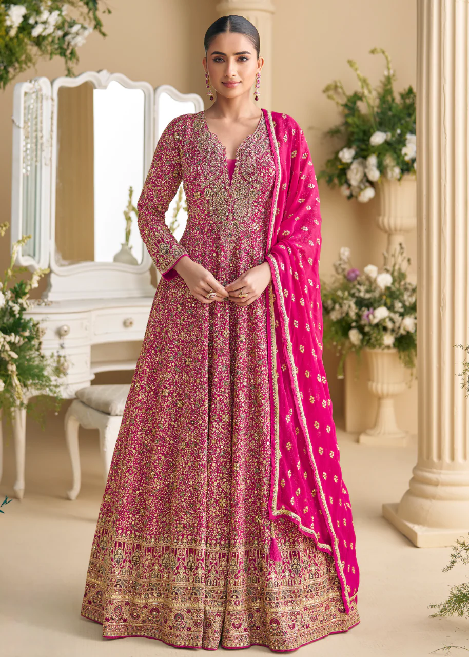 Pink Georgette Thread Sequence Work Salwar Suit | Jump Suits, Salwar suit, Casual Suits, Creative suits, Designer Suits, Palazzo Suits, Party Wear Suits, Patiala Suits, Straight Suits