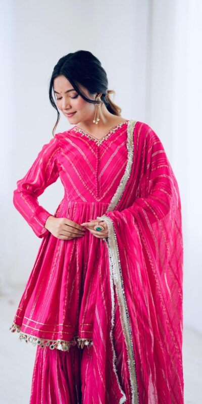 Pink Mal Chanderi Mirror Work Salwar Suit | Jump Suits, Tops & Bottoms, Track Suits, Salwar suit, Casual Suits, Creative suits, Designer Suits, Palazzo Suits, Party Wear Suits, Patiala Suits, Straight Suits, Trendy Wear