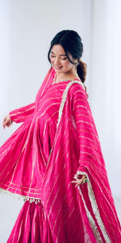 Pink Mal Chanderi Mirror Work Salwar Suit | Jump Suits, Tops & Bottoms, Track Suits, Salwar suit, Casual Suits, Creative suits, Designer Suits, Palazzo Suits, Party Wear Suits, Patiala Suits, Straight Suits, Trendy Wear
