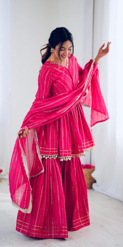 Pink Mal Chanderi Mirror Work Salwar Suit | Jump Suits, Tops & Bottoms, Track Suits, Salwar suit, Casual Suits, Creative suits, Designer Suits, Palazzo Suits, Party Wear Suits, Patiala Suits, Straight Suits, Trendy Wear
