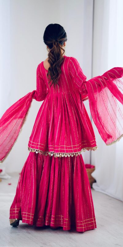 Pink Mal Chanderi Mirror Work Salwar Suit | Jump Suits, Tops & Bottoms, Track Suits, Salwar suit, Casual Suits, Creative suits, Designer Suits, Palazzo Suits, Party Wear Suits, Patiala Suits, Straight Suits, Trendy Wear