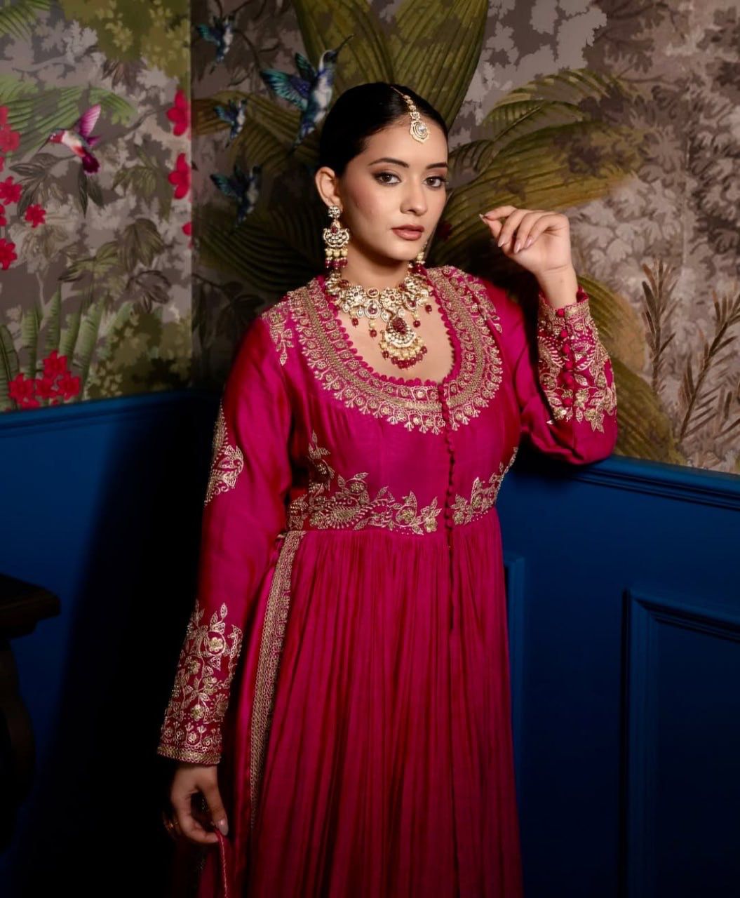 Pink Pure Chinon Embroidery Work Gown | Gowns, Bollywood Gowns, Creative Gowns, Designer Gowns, Embroidered Gowns, Party Wear Gowns