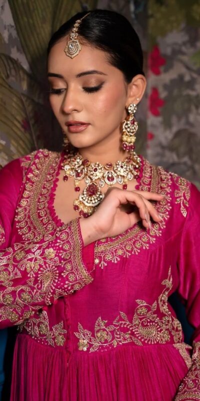 Pink Pure Chinon Embroidery Work Gown | Gowns, Bollywood Gowns, Creative Gowns, Designer Gowns, Embroidered Gowns, Party Wear Gowns