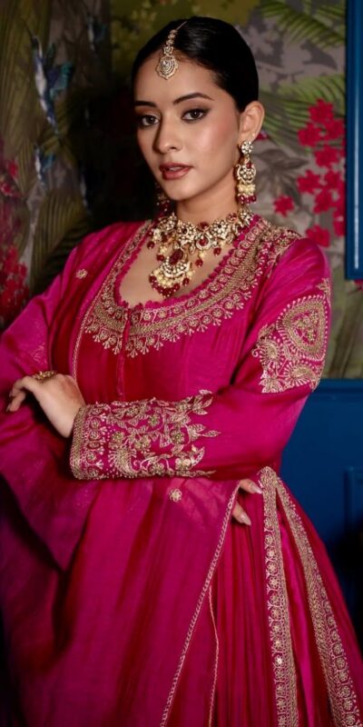 Pink Pure Chinon Embroidery Work Gown | Gowns, Bollywood Gowns, Creative Gowns, Designer Gowns, Embroidered Gowns, Party Wear Gowns