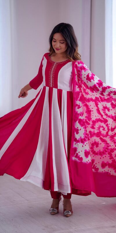 Pink Roman Silk Embroidery Work Digital Print Gown | Gowns, Bollywood Gowns, Creative Gowns, Designer Gowns, Embroidered Gowns, Party Wear Gowns