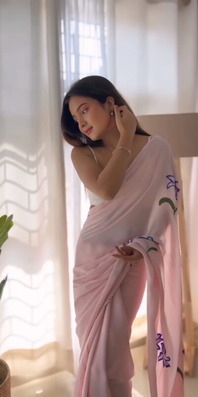 Pink Soft Georgette Silk Pari Work Saree | Sarees, Bollywood Sarees, Creative Sarees, Designer Sarees, Embroidered Sarees, Ethnic Saree, Modern Digital sarees, Party Wear Sarees