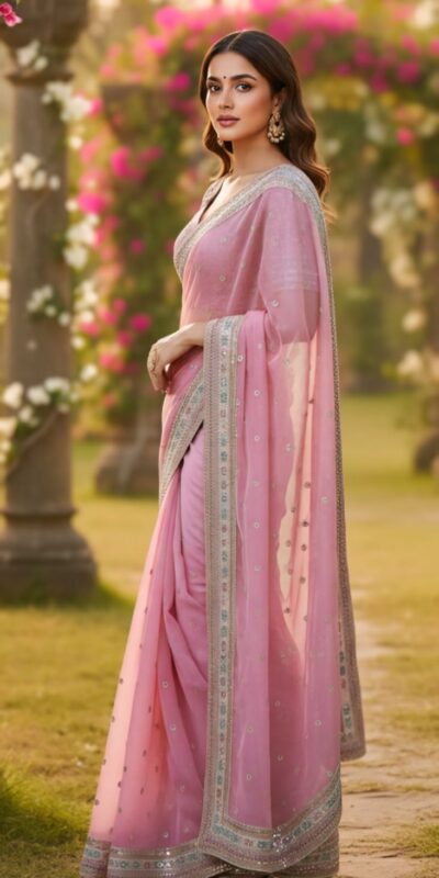 Pink Soft Organza Silk Lace Embroidery Work Saree | Sarees, Bollywood Sarees, Creative Sarees, Designer Sarees, Embroidered Sarees, Ethnic Saree, Modern Digital sarees, Party Wear Sarees