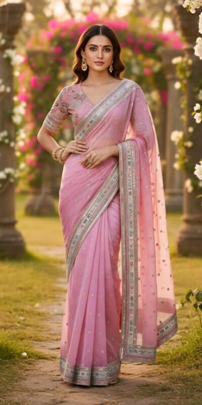 Pink Soft Organza Silk Lace Embroidery Work Saree | Sarees, Bollywood Sarees, Creative Sarees, Designer Sarees, Embroidered Sarees, Ethnic Saree, Modern Digital sarees, Party Wear Sarees