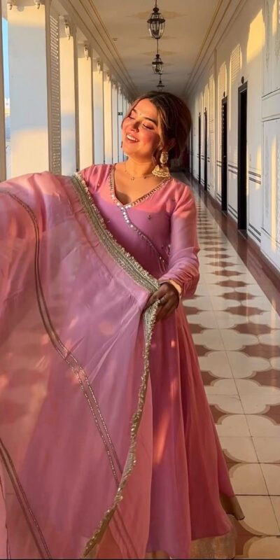 Pink Tabby Organza Embroidery Work Anarkali Suit | Anarkali Suits, Bollywood Anarkali, Creative-Anarkali, Designer Anarkali, Embroidered Anarkali, Party Wear Anarkali