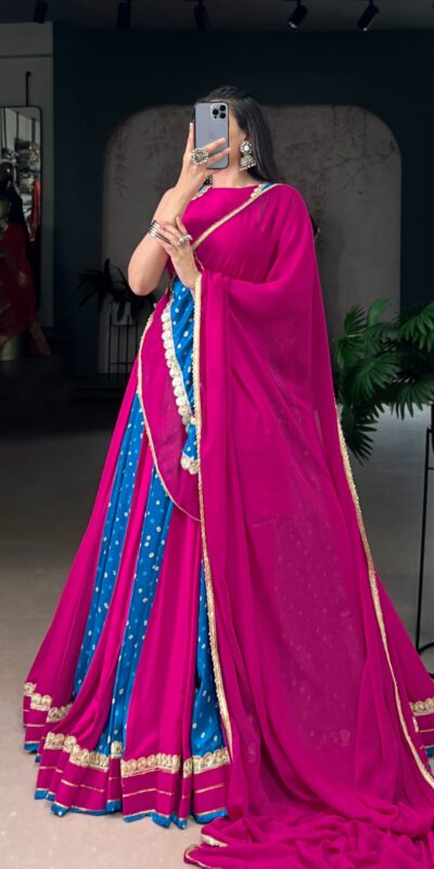 Pink Tasar Silk Bandhej Print Lehenga Choli | Lehenga, Bollywood Lehenga, Creative Lehenga, Designer Lehenga, Embroidered Lehenga, Party Wear Lehenga