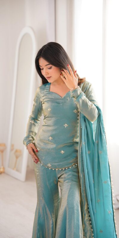 Pista Fendy Silk Embroidery Lace Work Salwar Suit | Jump Suits, Salwar suit, Casual Suits, Creative suits, Designer Suits, Palazzo Suits, Party Wear Suits, Patiala Suits, Straight Suits