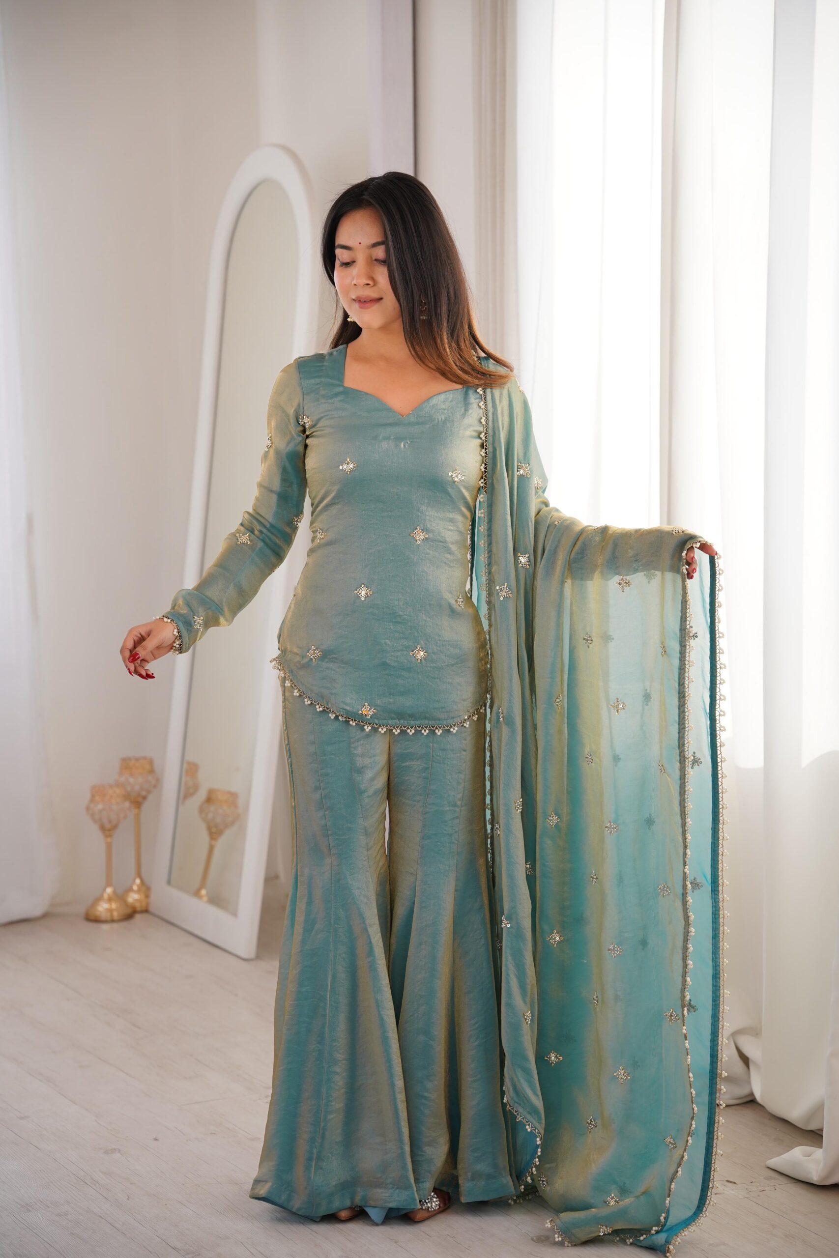 Pista Fendy Silk Embroidery Lace Work Salwar Suit | Jump Suits, Salwar suit, Casual Suits, Creative suits, Designer Suits, Palazzo Suits, Party Wear Suits, Patiala Suits, Straight Suits
