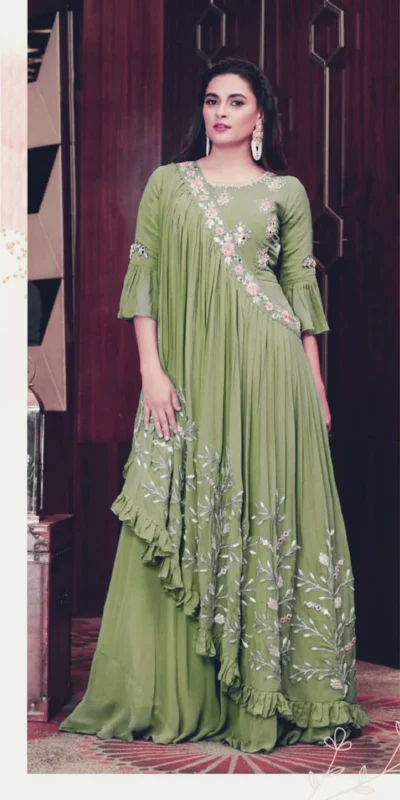 Pista Georgette Mirror Original Mirror Work Gown | Gowns, Bollywood Gowns, Creative Gowns, Designer Gowns, Embroidered Gowns, Party Wear Gowns