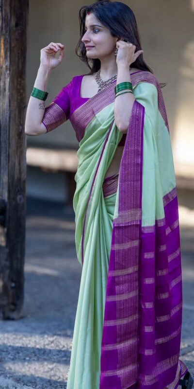 Pista Soft Lichi Silk Jacquard Border Saree | Sarees, Bollywood Sarees, Creative Sarees, Designer Sarees, Embroidered Sarees, Ethnic Saree, Modern Digital sarees, Party Wear Sarees