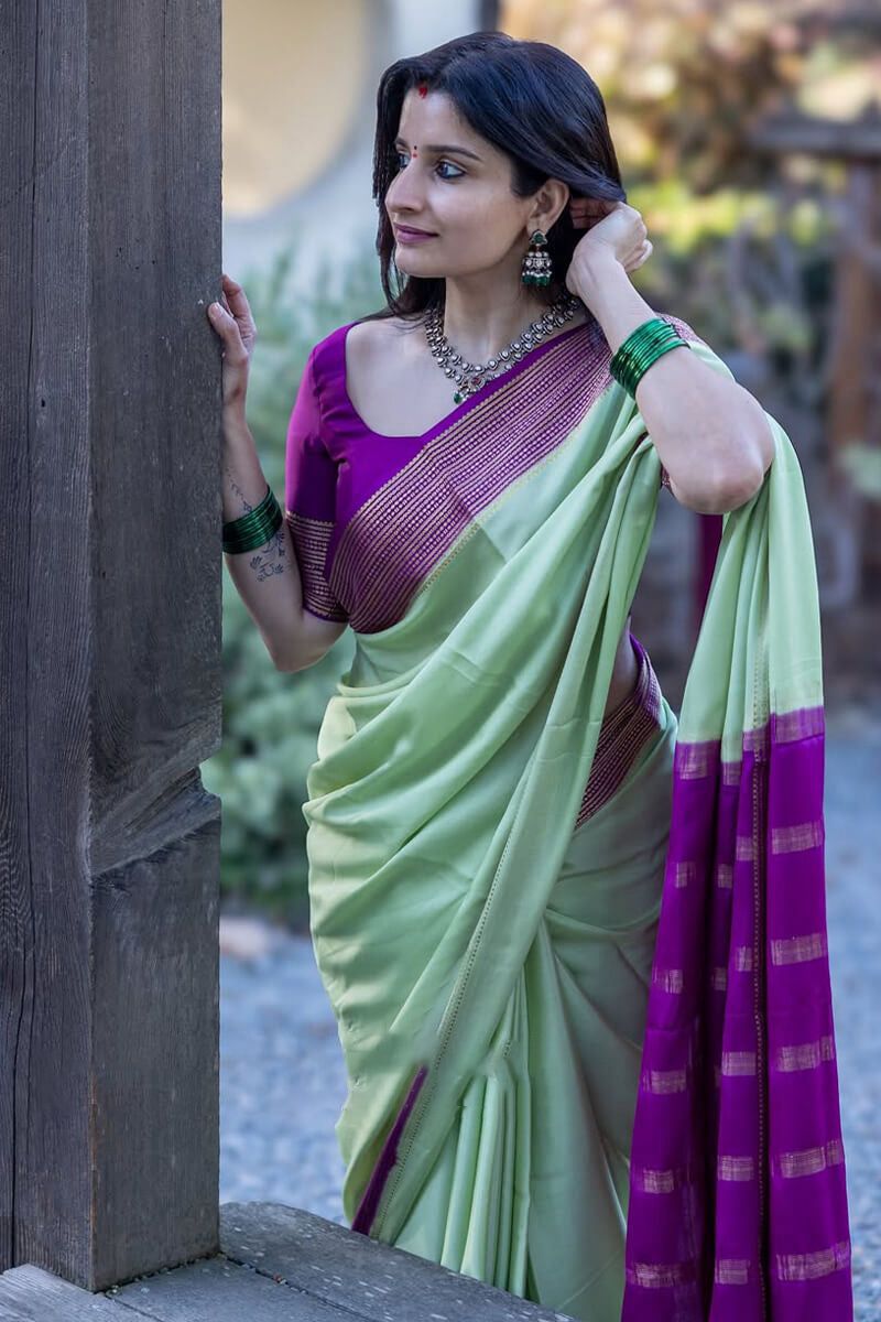 Pista Soft Lichi Silk Jacquard Border Saree | Sarees, Bollywood Sarees, Creative Sarees, Designer Sarees, Embroidered Sarees, Ethnic Saree, Modern Digital sarees, Party Wear Sarees