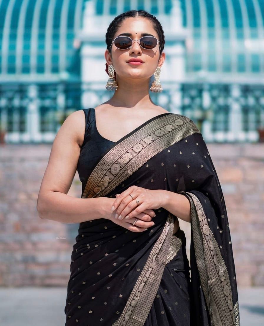 KP 303 Black in Soft Lichi Silk Jacquard Work Designer Work Saree . Exclusive Offer ₹1349. Delivery 4-6 Working Days. Shop now. | Sarees, Bollywood Sarees, Creative Sarees, Designer Sarees, Embroidered Sarees, Ethnic Saree, Modern Digital sarees, Party Wear Sarees