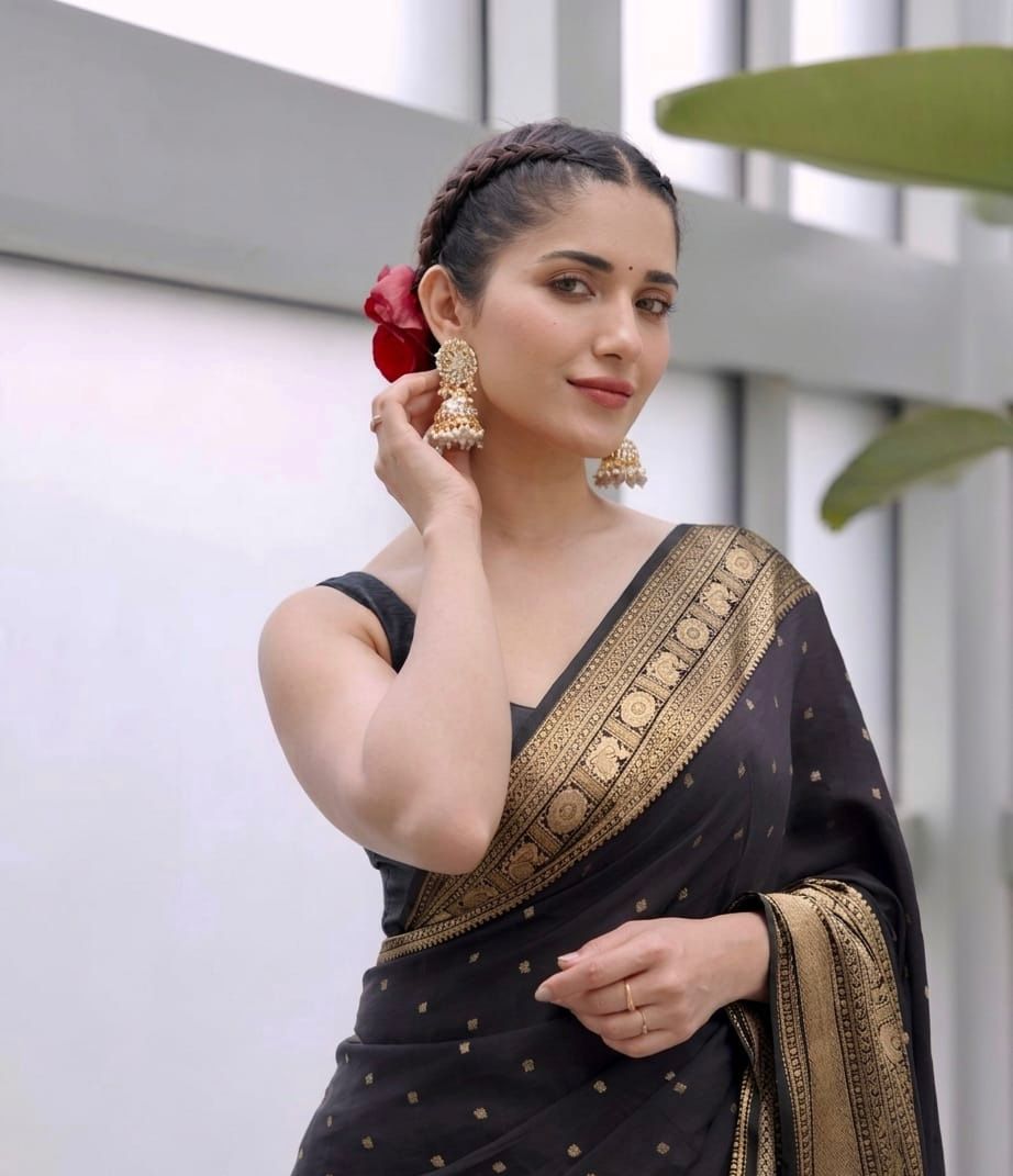 KP 303 Black in Soft Lichi Silk Jacquard Work Designer Work Saree . Exclusive Offer ₹1349. Delivery 4-6 Working Days. Shop now. | Sarees, Bollywood Sarees, Creative Sarees, Designer Sarees, Embroidered Sarees, Ethnic Saree, Modern Digital sarees, Party Wear Sarees