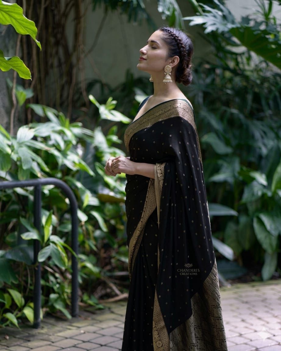 KP 303 Black in Soft Lichi Silk Jacquard Work Designer Work Saree . Exclusive Offer ₹1349. Delivery 4-6 Working Days. Shop now. | Sarees, Bollywood Sarees, Creative Sarees, Designer Sarees, Embroidered Sarees, Ethnic Saree, Modern Digital sarees, Party Wear Sarees