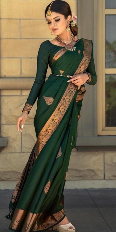 Pretty Green Lichi Silk Jacquard Work Saree | Sarees, Bollywood Sarees, Creative Sarees, Designer Sarees, Embroidered Sarees, Ethnic Saree, Modern Digital sarees, Party Wear Sarees
