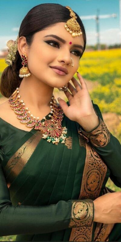 Pretty Green Lichi Silk Jacquard Work Saree | Sarees, Bollywood Sarees, Creative Sarees, Designer Sarees, Embroidered Sarees, Ethnic Saree, Modern Digital sarees, Party Wear Sarees
