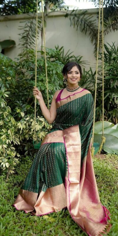 KPR 6047 Green in Soft Lichi Silk Jacquard Work Designer Work Saree . Exclusive Offer ₹1449. Delivery 4-6 Working Days. Shop now. | Sarees, Bollywood Sarees, Creative Sarees, Designer Sarees, Embroidered Sarees, Ethnic Saree, Modern Digital sarees, Party Wear Sarees