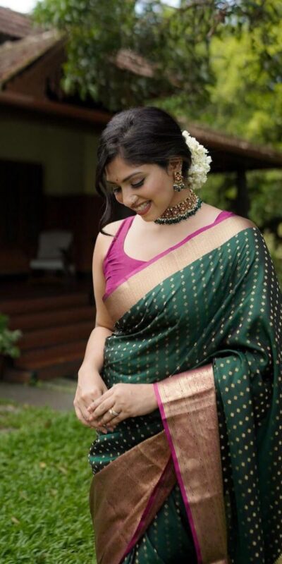 KPR 6047 Green in Soft Lichi Silk Jacquard Work Designer Work Saree . Exclusive Offer ₹1449. Delivery 4-6 Working Days. Shop now. | Sarees, Bollywood Sarees, Creative Sarees, Designer Sarees, Embroidered Sarees, Ethnic Saree, Modern Digital sarees, Party Wear Sarees