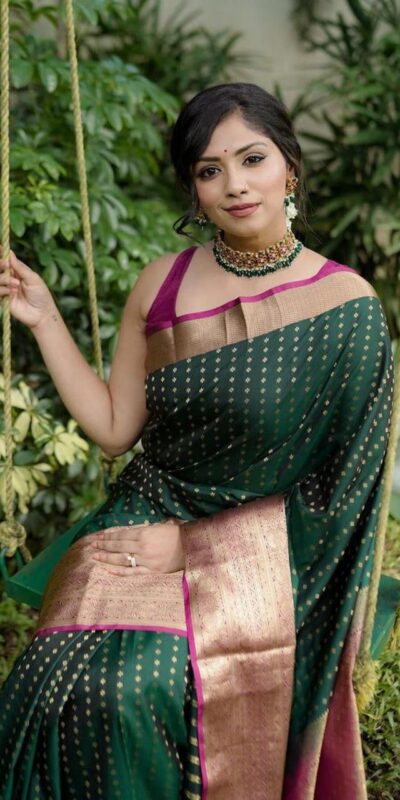 KPR 6047 Green in Soft Lichi Silk Jacquard Work Designer Work Saree . Exclusive Offer ₹1449. Delivery 4-6 Working Days. Shop now. | Sarees, Bollywood Sarees, Creative Sarees, Designer Sarees, Embroidered Sarees, Ethnic Saree, Modern Digital sarees, Party Wear Sarees