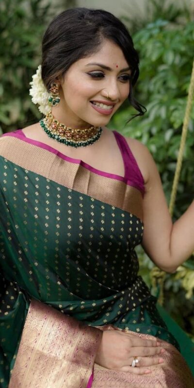 KPR 6047 Green in Soft Lichi Silk Jacquard Work Designer Work Saree . Exclusive Offer ₹1449. Delivery 4-6 Working Days. Shop now. | Sarees, Bollywood Sarees, Creative Sarees, Designer Sarees, Embroidered Sarees, Ethnic Saree, Modern Digital sarees, Party Wear Sarees
