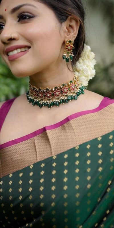KPR 6047 Green in Soft Lichi Silk Jacquard Work Designer Work Saree . Exclusive Offer ₹1449. Delivery 4-6 Working Days. Shop now. | Sarees, Bollywood Sarees, Creative Sarees, Designer Sarees, Embroidered Sarees, Ethnic Saree, Modern Digital sarees, Party Wear Sarees
