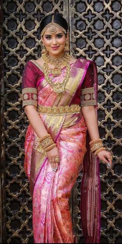 Pretty Peach Lichi Silk Jacquard Work Saree | Sarees, Bollywood Sarees, Creative Sarees, Designer Sarees, Embroidered Sarees, Ethnic Saree, Modern Digital sarees, Party Wear Sarees