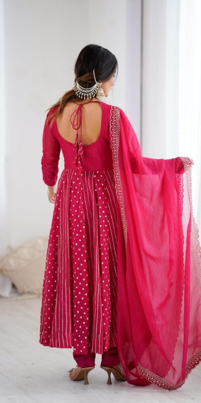 Pretty Pink Crunchy Silk Sequence Anarkali Gown | Gowns, Bollywood Gowns, Creative Gowns, Designer Gowns, Embroidered Gowns, Party Wear Gowns