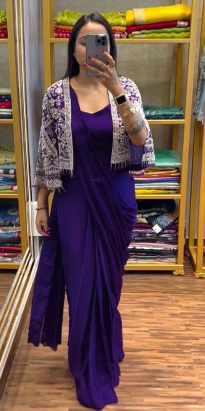 Purple Chinnon Fully Embroidery Koti Saree | Sarees, Bollywood Sarees, Creative Sarees, Designer Sarees, Embroidered Sarees, Ethnic Saree, Modern Digital sarees, Party Wear Sarees