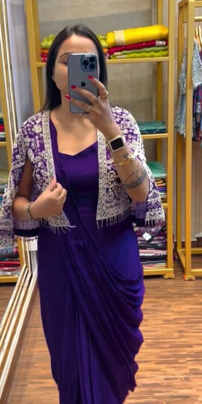 Purple Chinnon Fully Embroidery Koti Saree | Sarees, Bollywood Sarees, Creative Sarees, Designer Sarees, Embroidered Sarees, Ethnic Saree, Modern Digital sarees, Party Wear Sarees