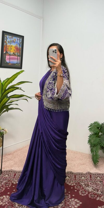 Purple Chinnon Fully Embroidery Koti Saree | Sarees, Bollywood Sarees, Creative Sarees, Designer Sarees, Embroidered Sarees, Ethnic Saree, Modern Digital sarees, Party Wear Sarees