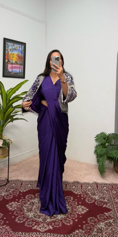 Purple Chinnon Fully Embroidery Koti Saree | Sarees, Bollywood Sarees, Creative Sarees, Designer Sarees, Embroidered Sarees, Ethnic Saree, Modern Digital sarees, Party Wear Sarees