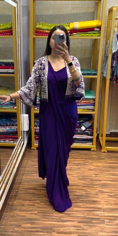 Purple Chinnon Fully Embroidery Koti Saree | Sarees, Bollywood Sarees, Creative Sarees, Designer Sarees, Embroidered Sarees, Ethnic Saree, Modern Digital sarees, Party Wear Sarees