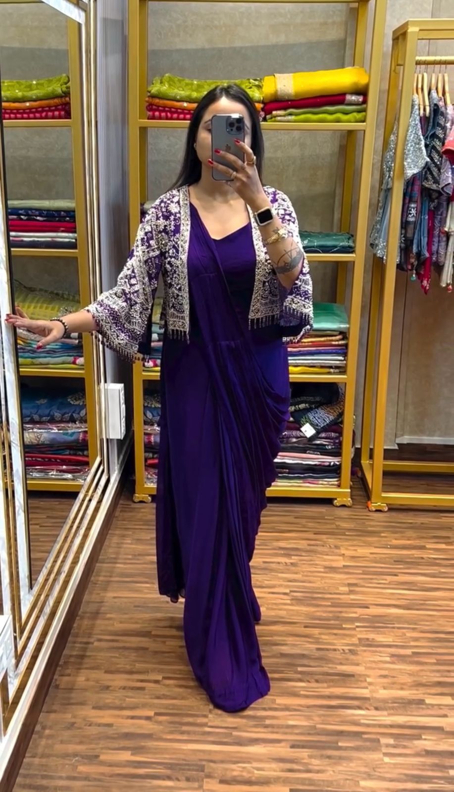 Purple Chinnon Fully Embroidery Koti Saree | Sarees, Bollywood Sarees, Creative Sarees, Designer Sarees, Embroidered Sarees, Ethnic Saree, Modern Digital sarees, Party Wear Sarees