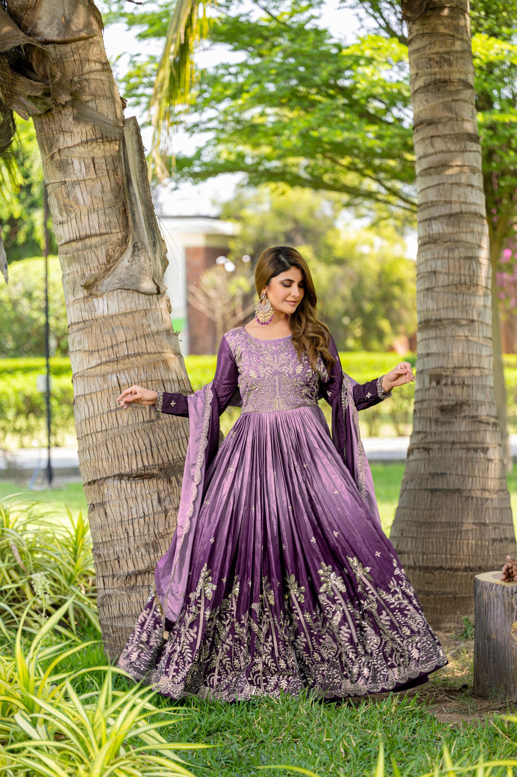 Purple Chinon Sequence Embroidery Work Gown | Gowns, Bollywood Gowns, Creative Gowns, Designer Gowns, Embroidered Gowns, Party Wear Gowns, Straight Suits