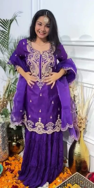 Purple Chinon Silk Embroidery Work Salwar Suit | Jump Suits, Salwar suit, Casual Suits, Creative suits, Designer Suits, Palazzo Suits, Party Wear Suits, Patiala Suits, Straight Suits