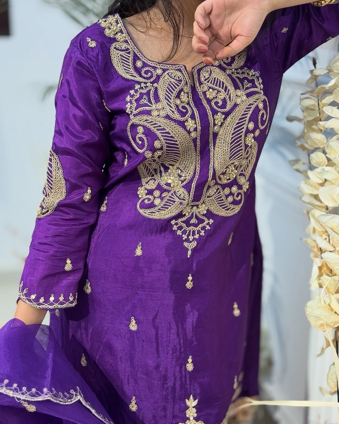 Purple Chinon Silk Embroidery Work Salwar Suit | Jump Suits, Salwar suit, Casual Suits, Creative suits, Designer Suits, Palazzo Suits, Party Wear Suits, Patiala Suits, Straight Suits