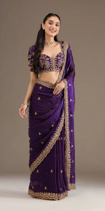 Purple Fandy Satin Silk Zari Work Saree | Sarees, Bollywood Sarees, Creative Sarees, Designer Sarees, Embroidered Sarees, Ethnic Saree, Modern Digital sarees, Party Wear Sarees