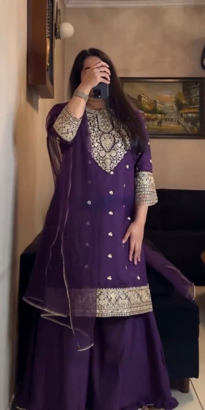 Purple Faux Georgette Lace Work Salwar Suit | Jump Suits, Tops & Bottoms, Track Suits, Salwar suit, Casual Suits, Creative suits, Designer Suits, Palazzo Suits, Party Wear Suits, Patiala Suits, Straight Suits, Trendy Wear