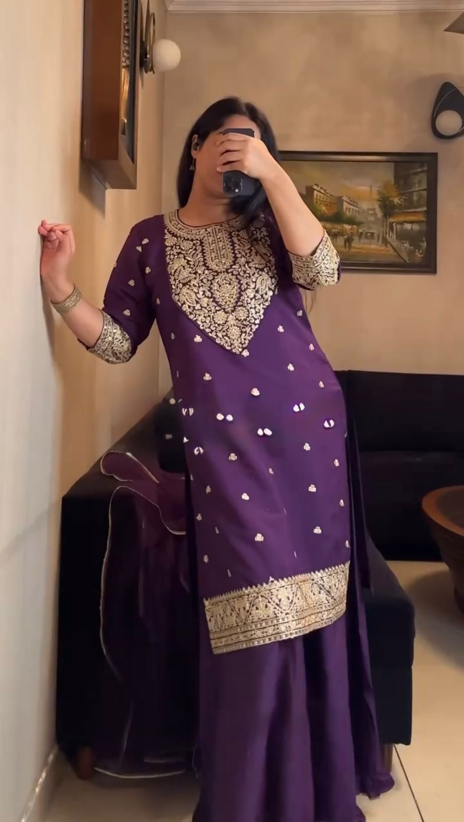 Purple Faux Georgette Lace Work Salwar Suit | Jump Suits, Tops & Bottoms, Track Suits, Salwar suit, Casual Suits, Creative suits, Designer Suits, Palazzo Suits, Party Wear Suits, Patiala Suits, Straight Suits, Trendy Wear