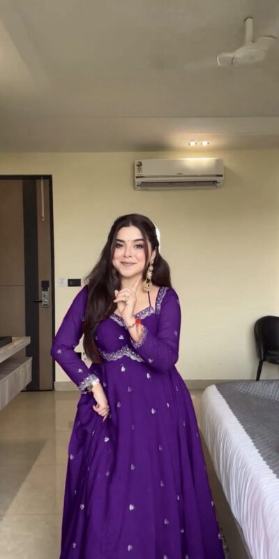 Purple Georgette Sequence Gown | Gowns, Bollywood Gowns, Creative Gowns, Designer Gowns, Embroidered Gowns, Party Wear Gowns